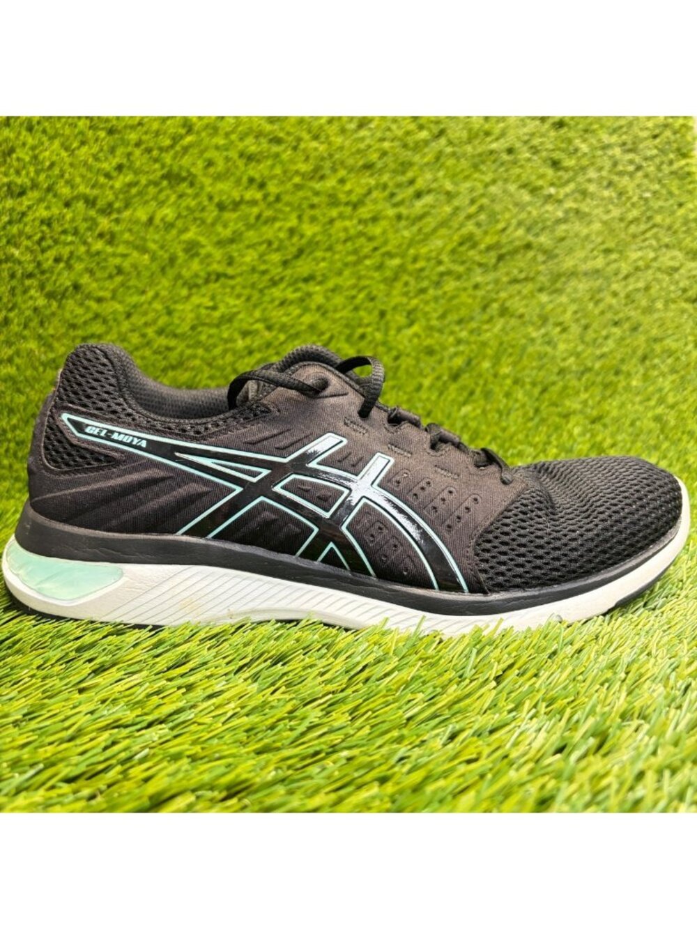 Asics Gel-Moya Womens Size 9 Black Blue Athletic Running Walking Shoes Sneakers